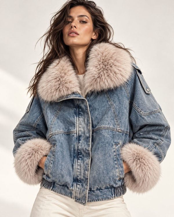 Jean Jacket με Πλούσια Γούνινη Επένδυση
